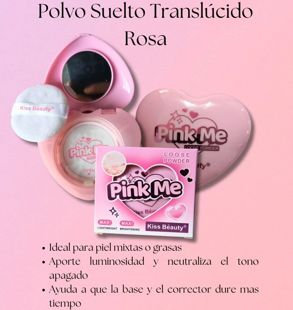 🌸PINK ME – Polvo Suelto Rosado Efecto Filtro 💗✨ 4