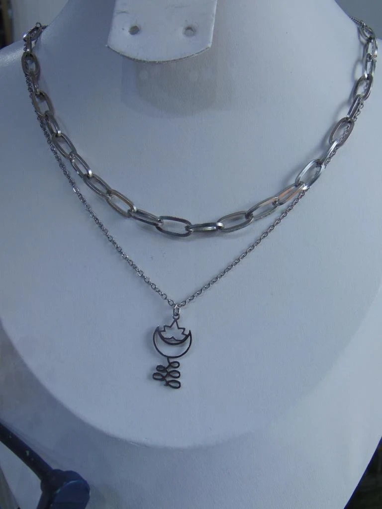 CADENA ACERO PLATE DOBLE CLIC PLANO DIJE LOTO 2