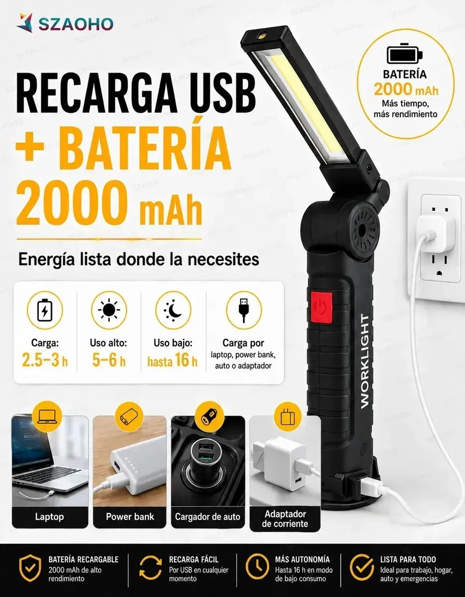linterna magnética recargable