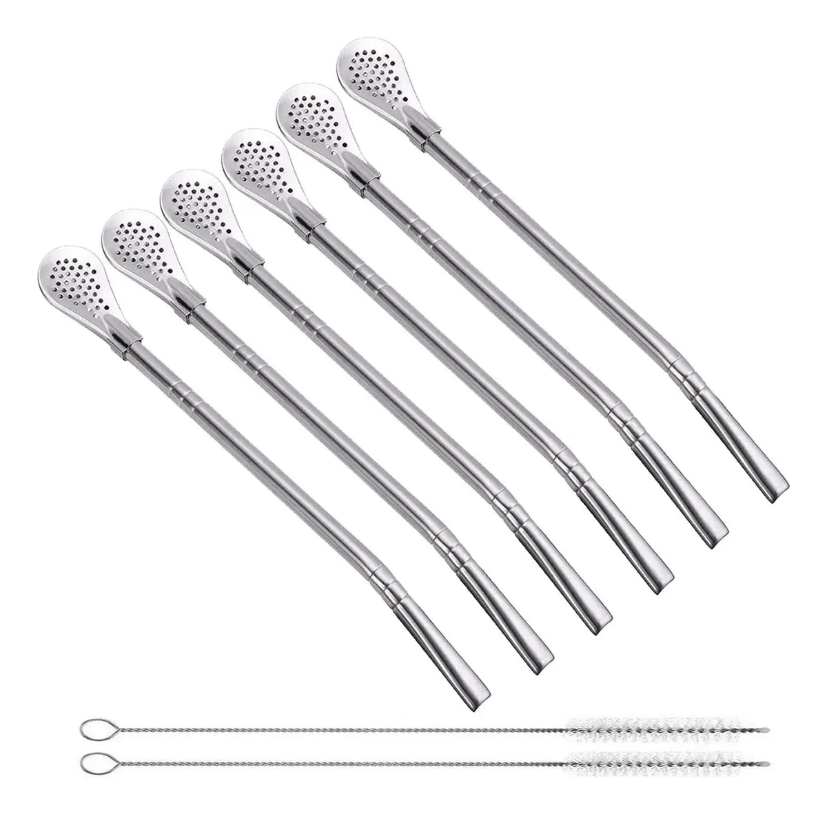 Pack x6  Bombillas Para Mate Acero Inoxidable