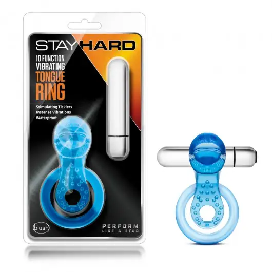 10 FUNCTION VIBRATING TONGUE RING BLUE