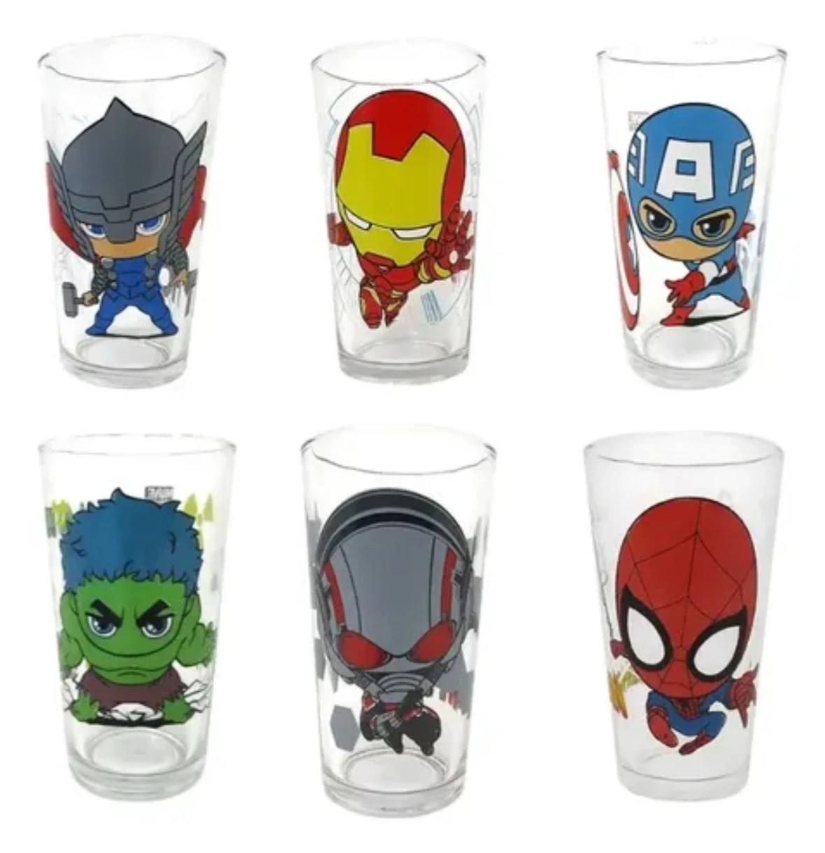 Set de 6 vasos de 500 ml de vidrio avengers  2