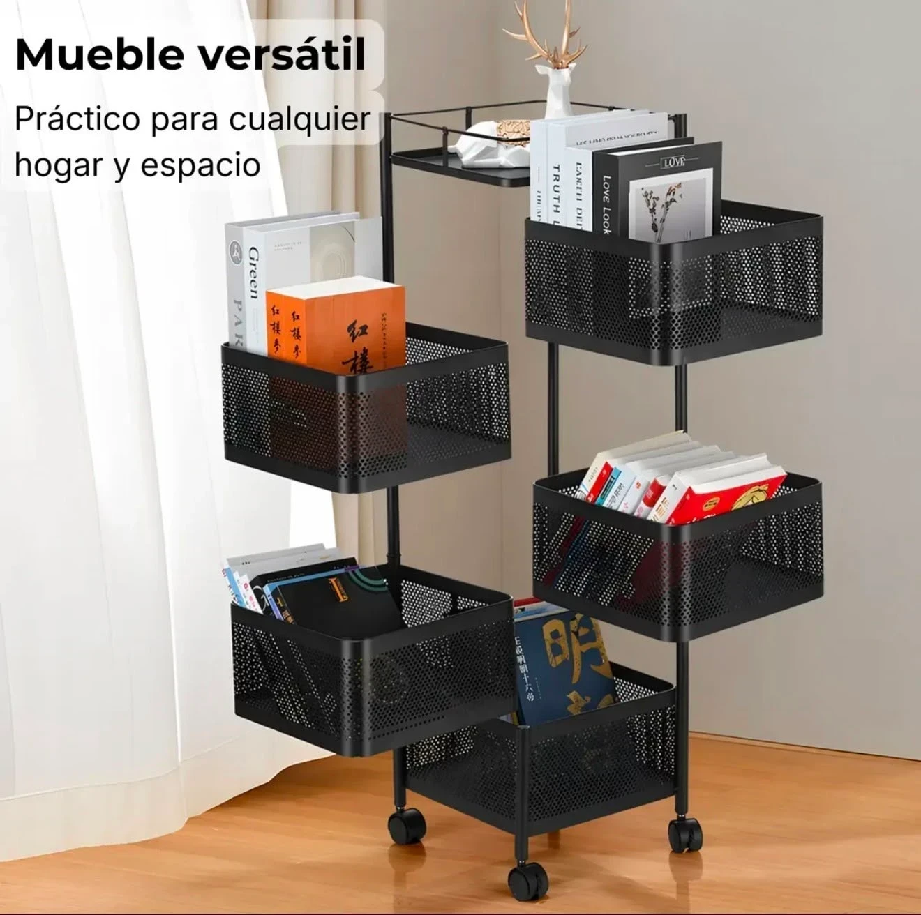 Estante plegable metal 4 niveles C/ruedas* 2