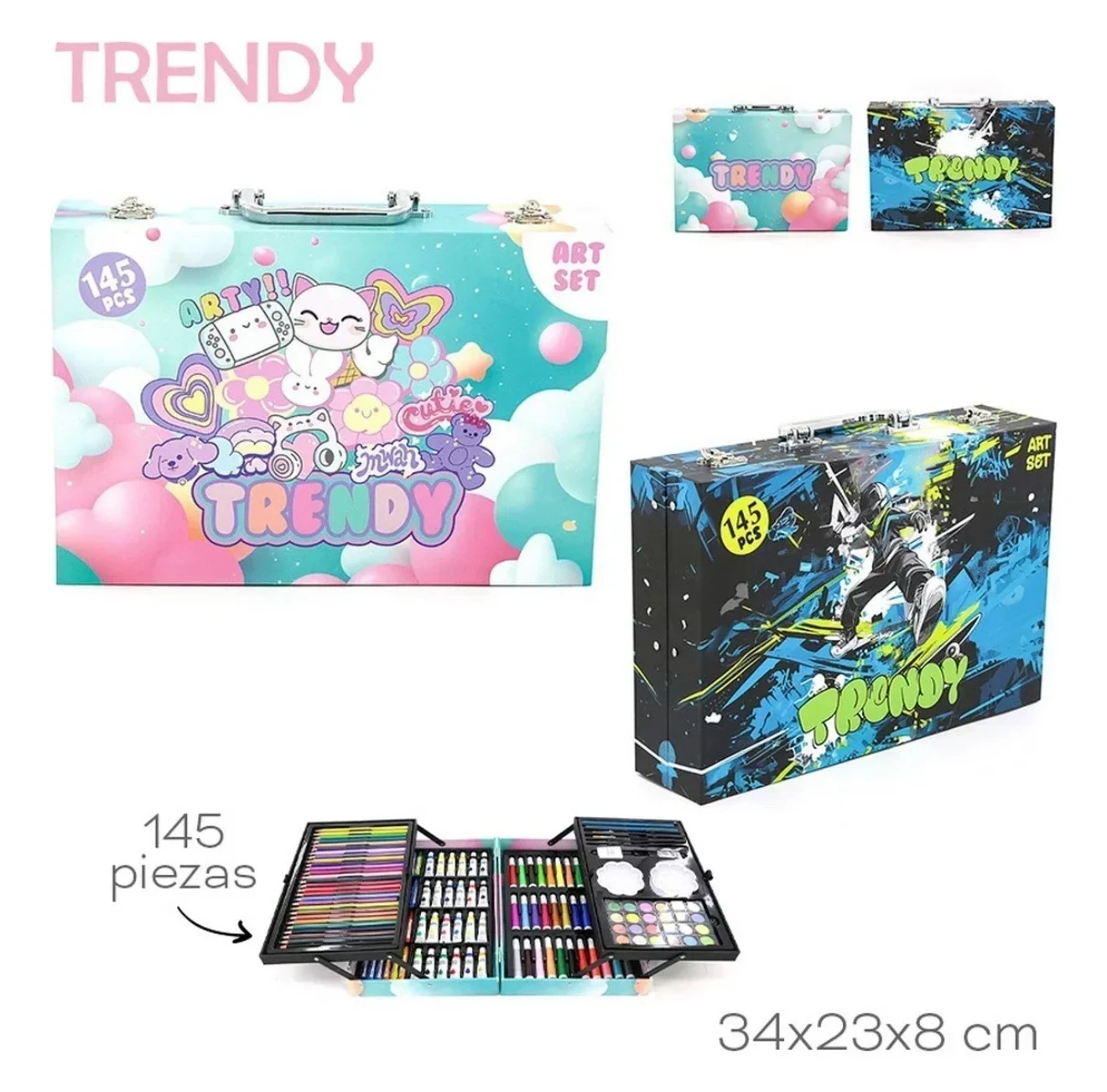 SET DE ARTE TRENDY rosa 145pcs