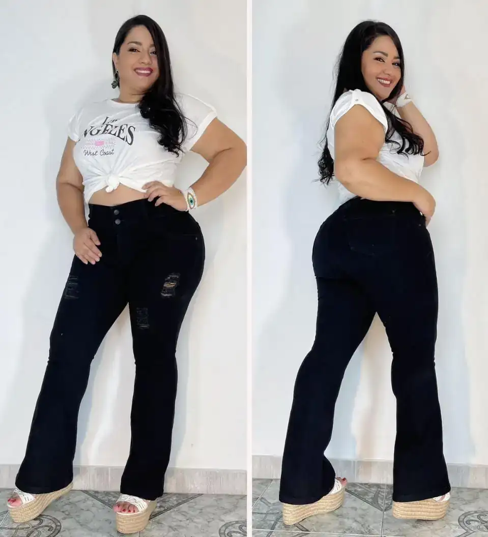 Jean Bota Ancha de 2 Botones Tallas Olus 2