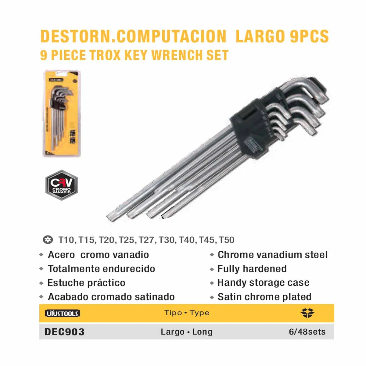 SET LLAVES TORK UYUST LARGO de 9 PZ