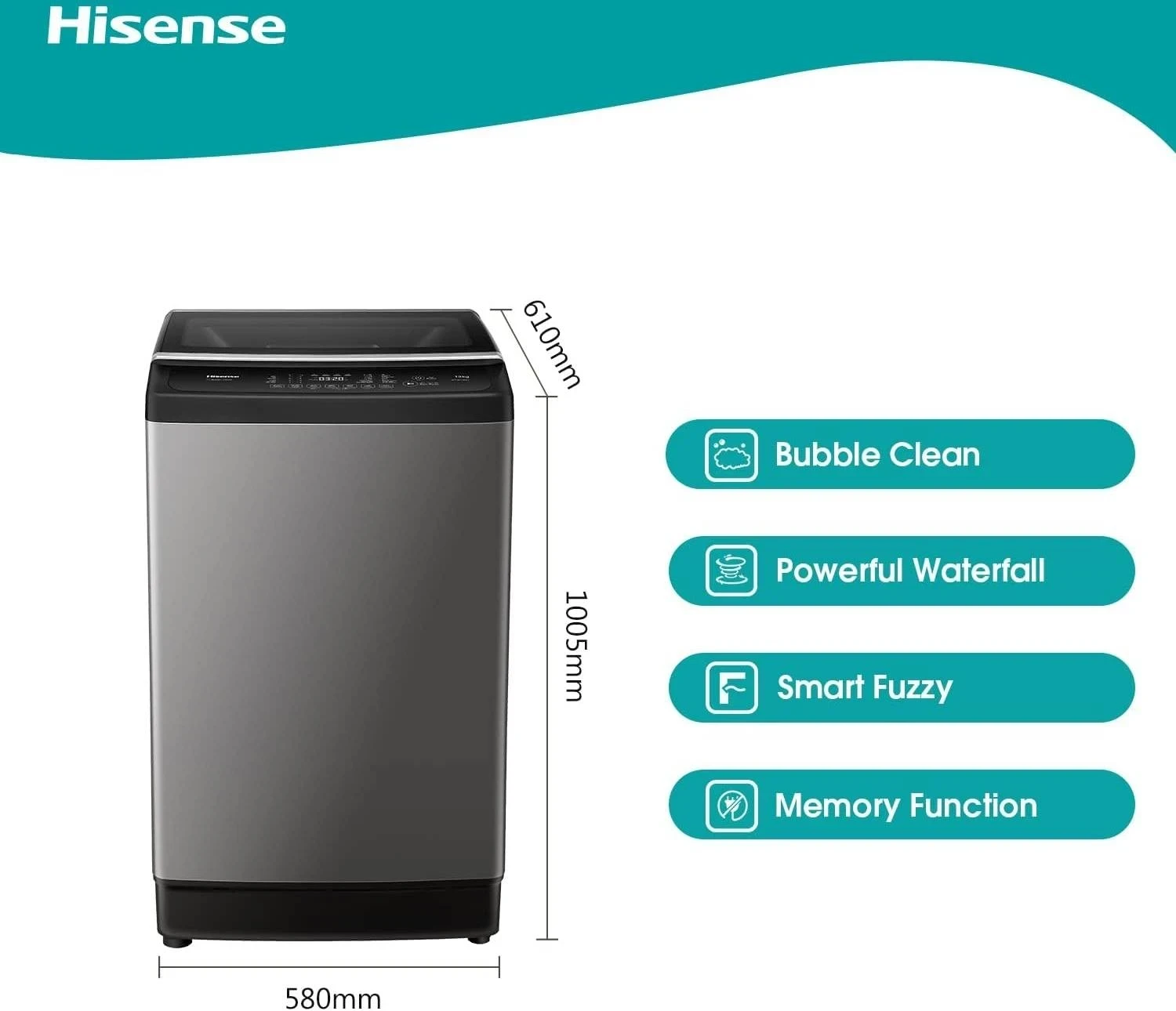 LAVARROPAS HISENSE 13KG CARGA SUPERIOR  COLOR TITANIUM WTJA1302T