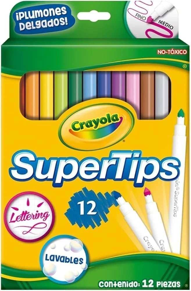 super tips plumines crayola c/12 colores