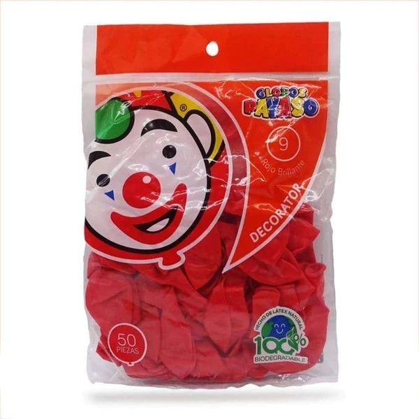 Globo rojo  c/50 #9 payaso