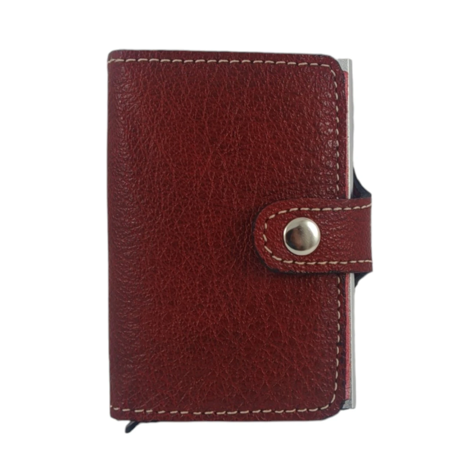 Tarjetero con protección anticlonacion cuero  ROJO