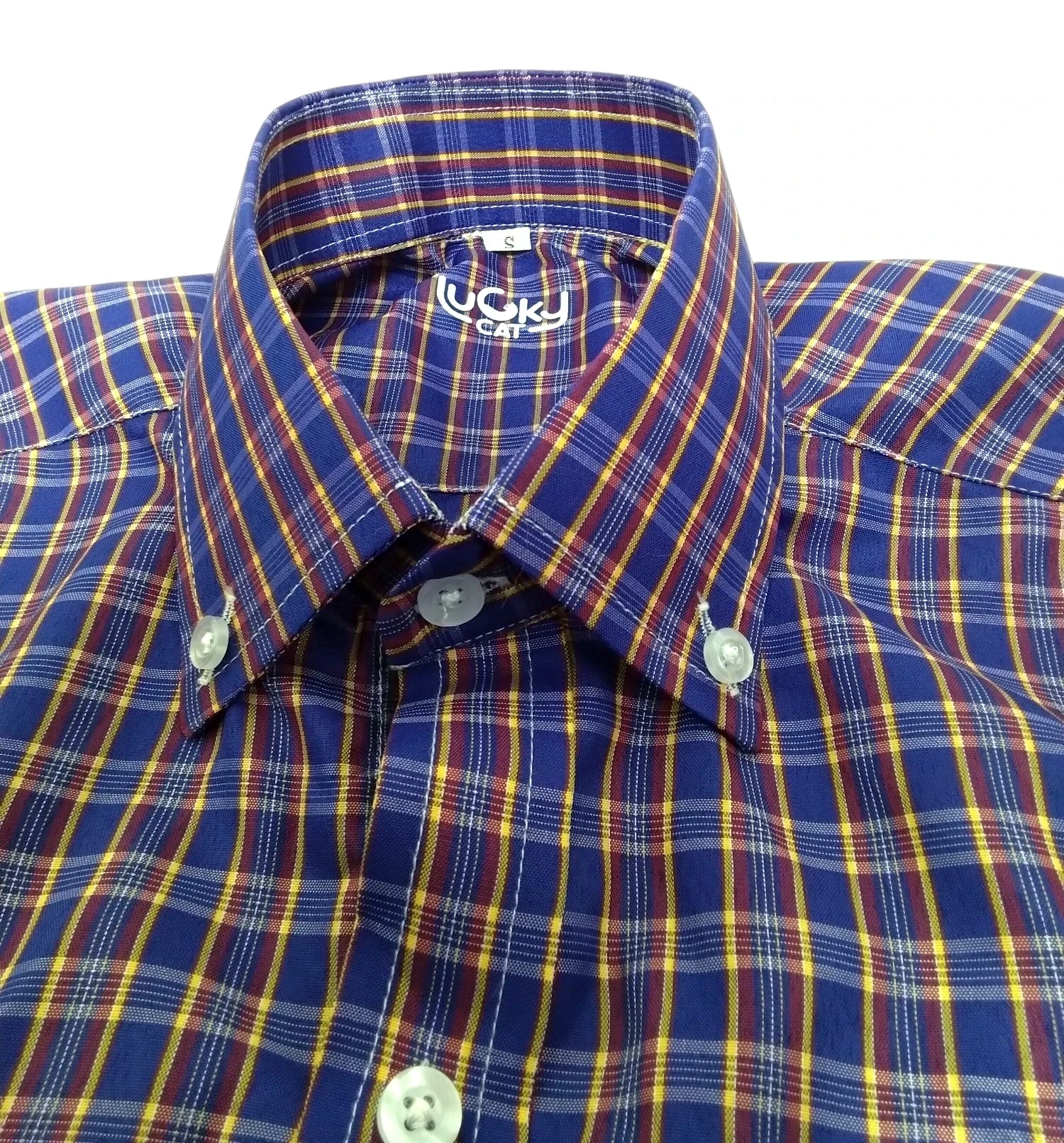 Camisa  cuadros morados con amarillo  2