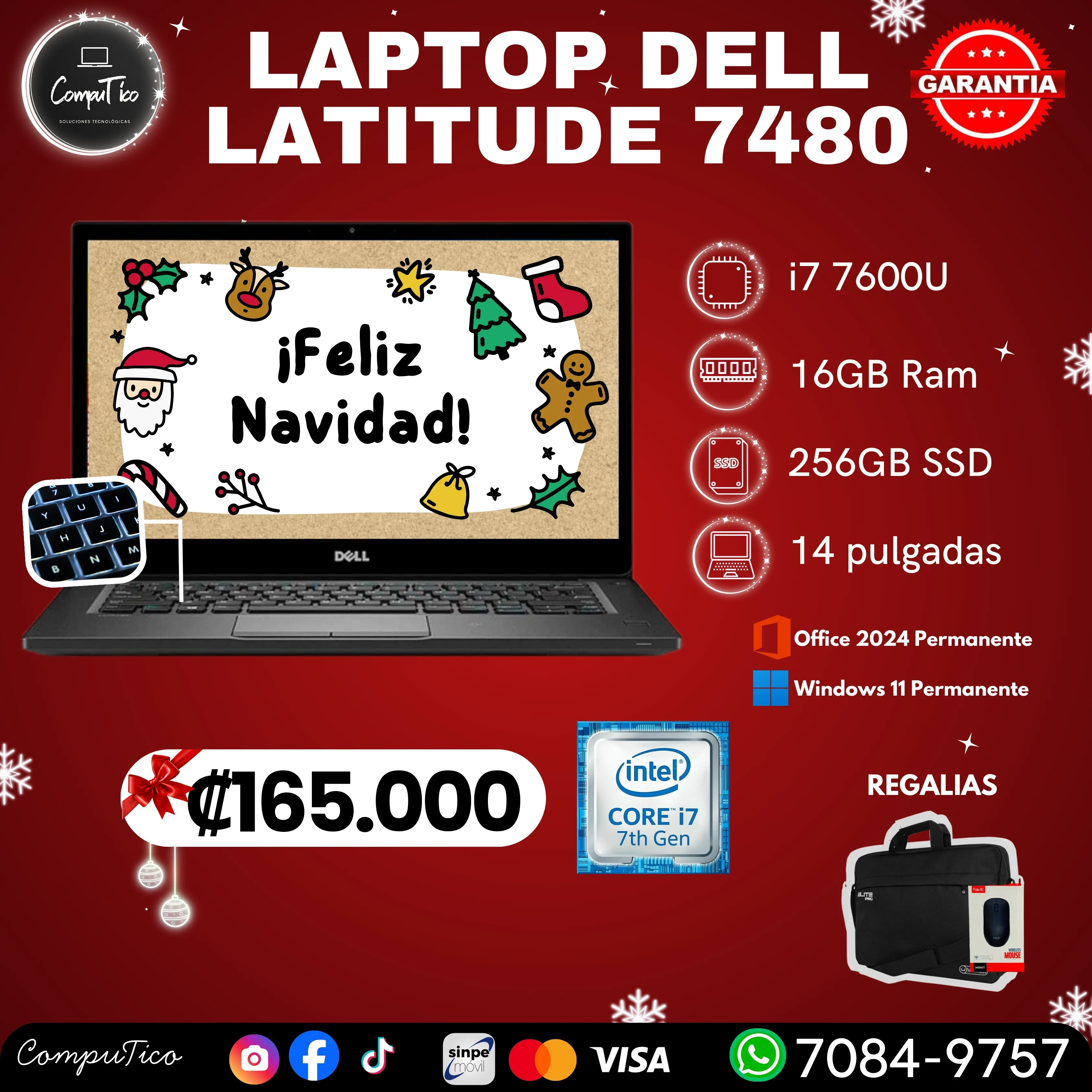DELL LATITUDE 7480 i7 7600U 256/16GB 14"
