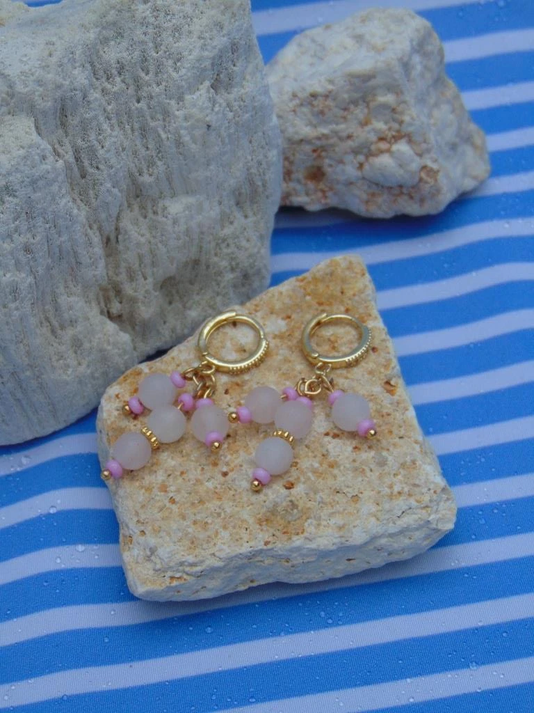 CANDONGAS RODIO DOR LINEA CIRCONES CUARZO ROSA 2