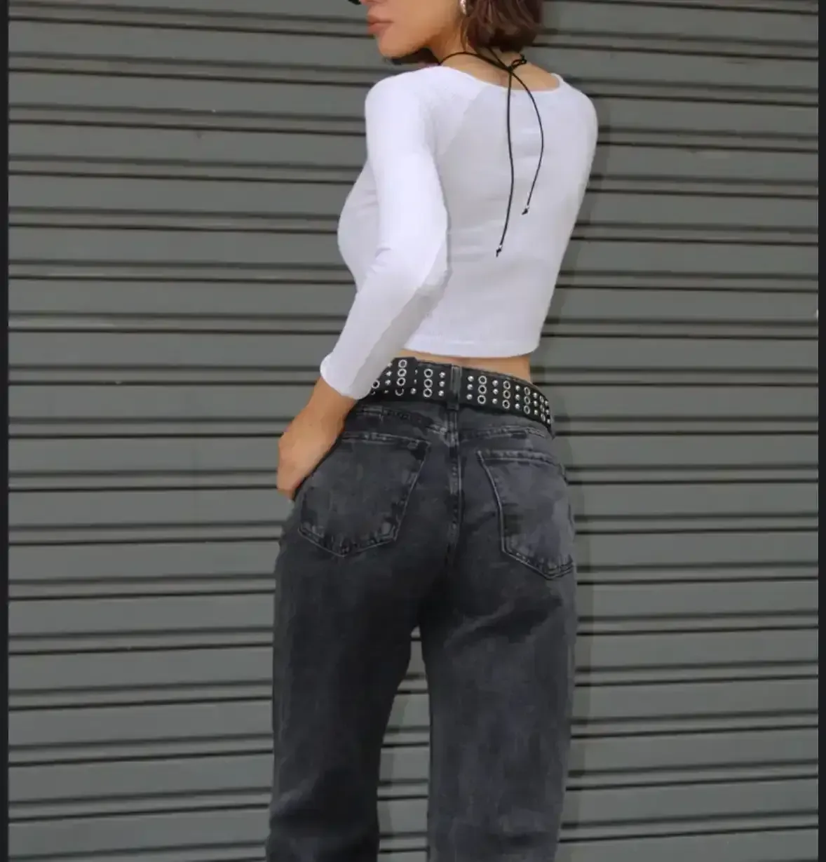 Jeans wide leg gris 2