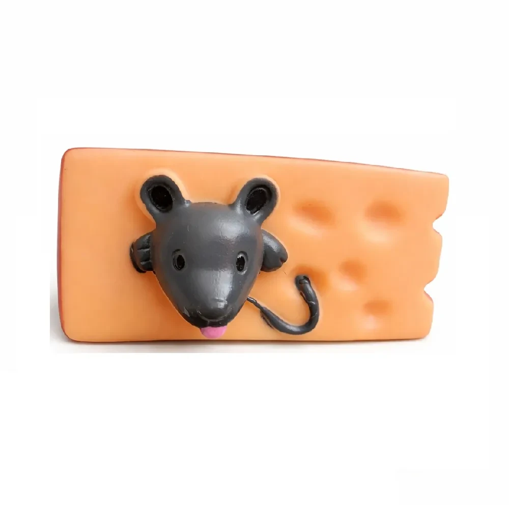 Juguete de goma queso con ratón 