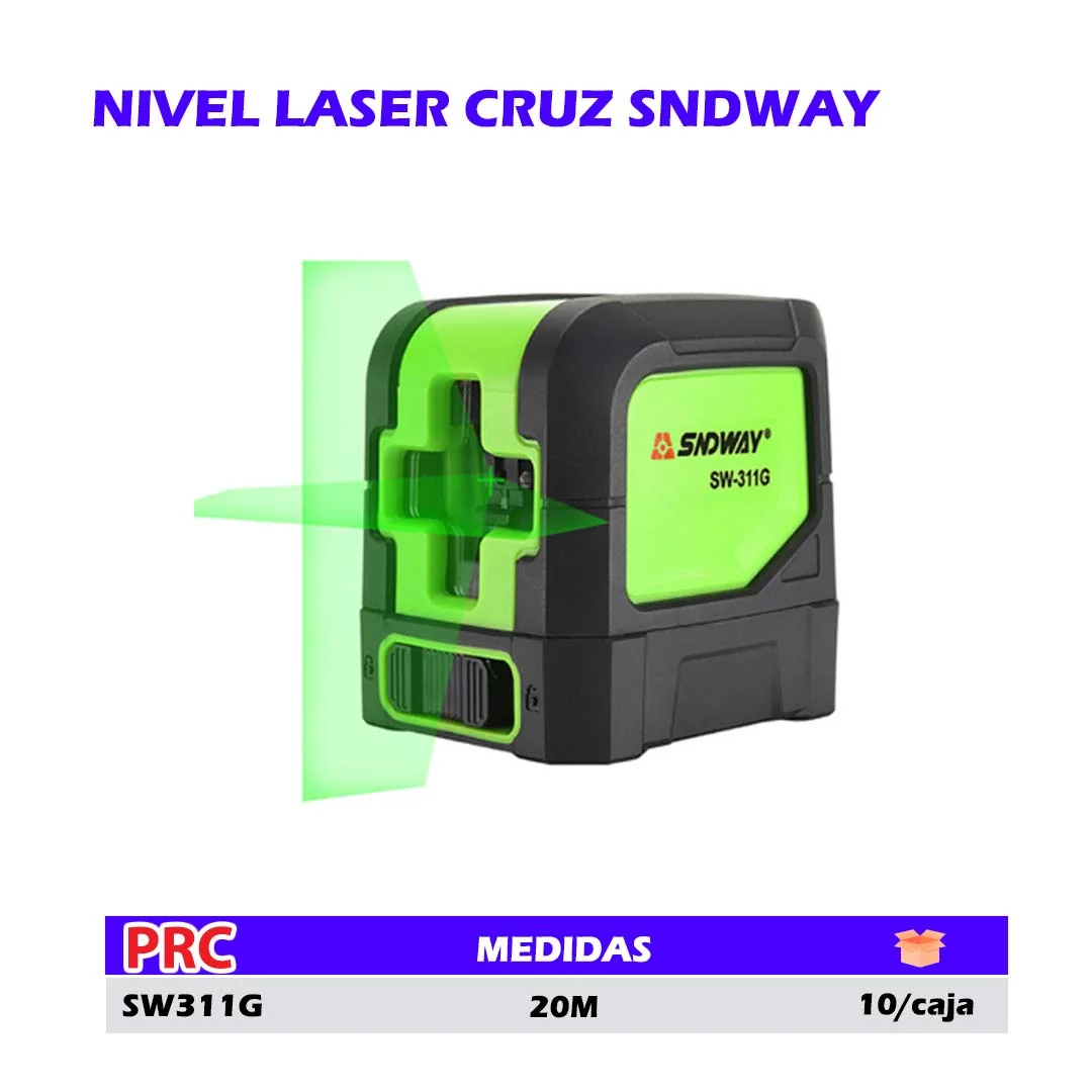 NIVEL LASER Verde CRUZ SNDWAY 2 lineas 20M