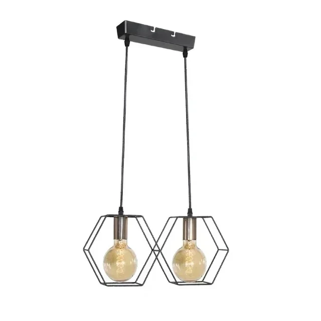 LAMPARA COLGANTE HEXAGONAL 2L E27 2