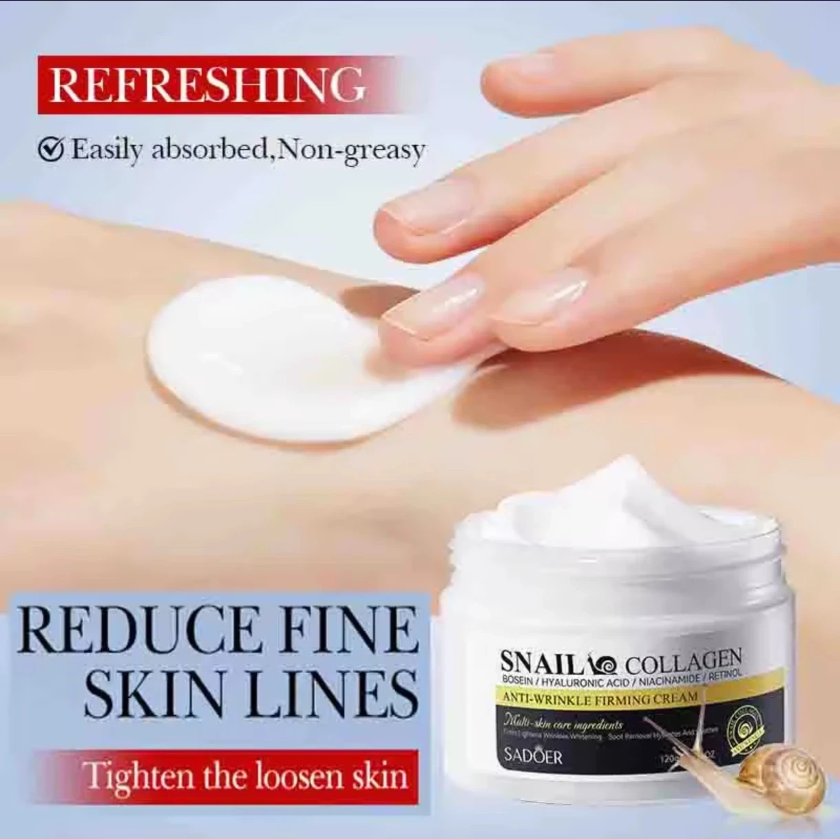 Crema SADOER Snail Collagen: Firmeza y Regeneración Total 🐌 3