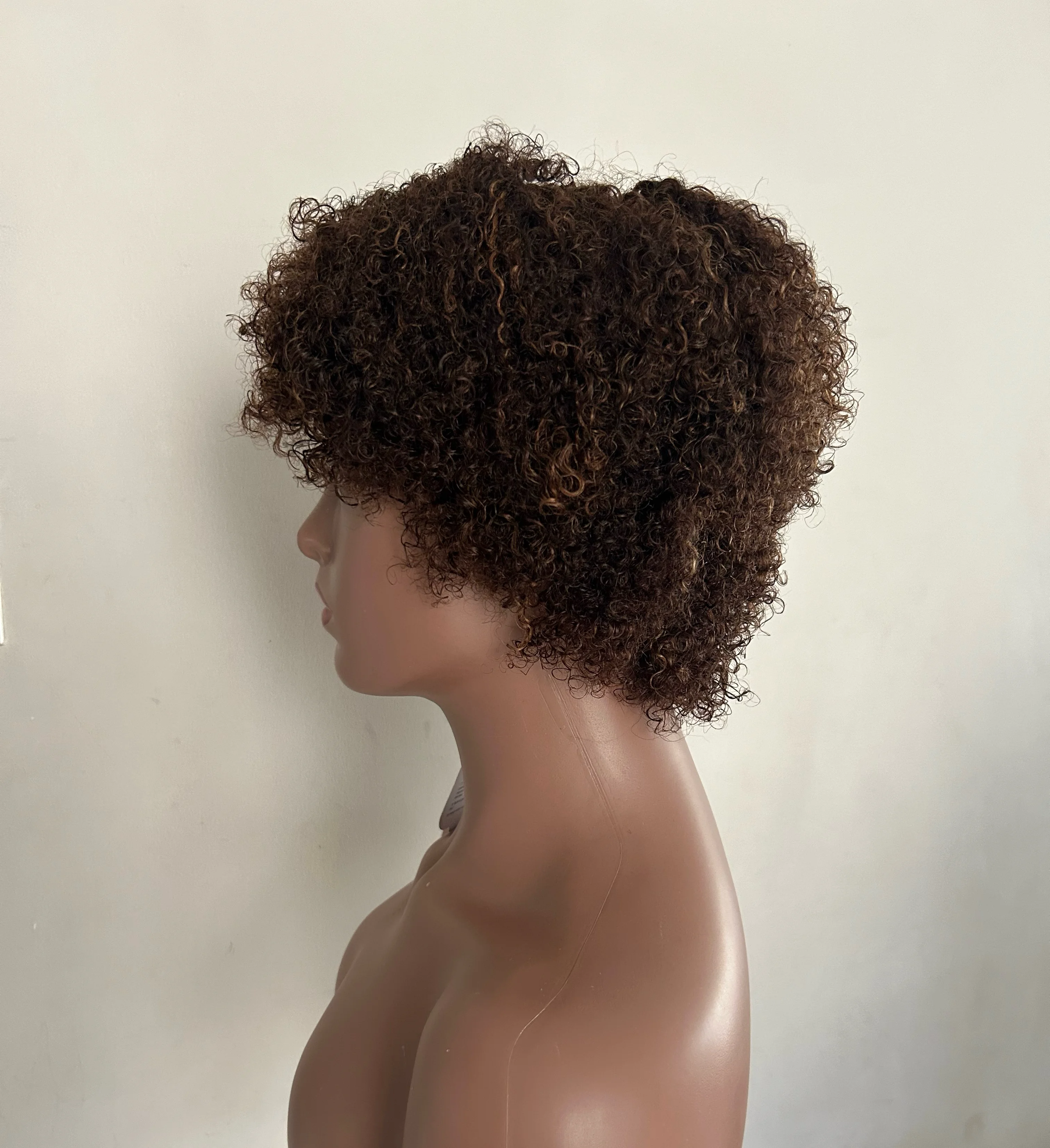 Pelucas de pelo humano estilo afro corto, pelucas de pelo virgen brasileño con densidad del 150 % sin procesar 3