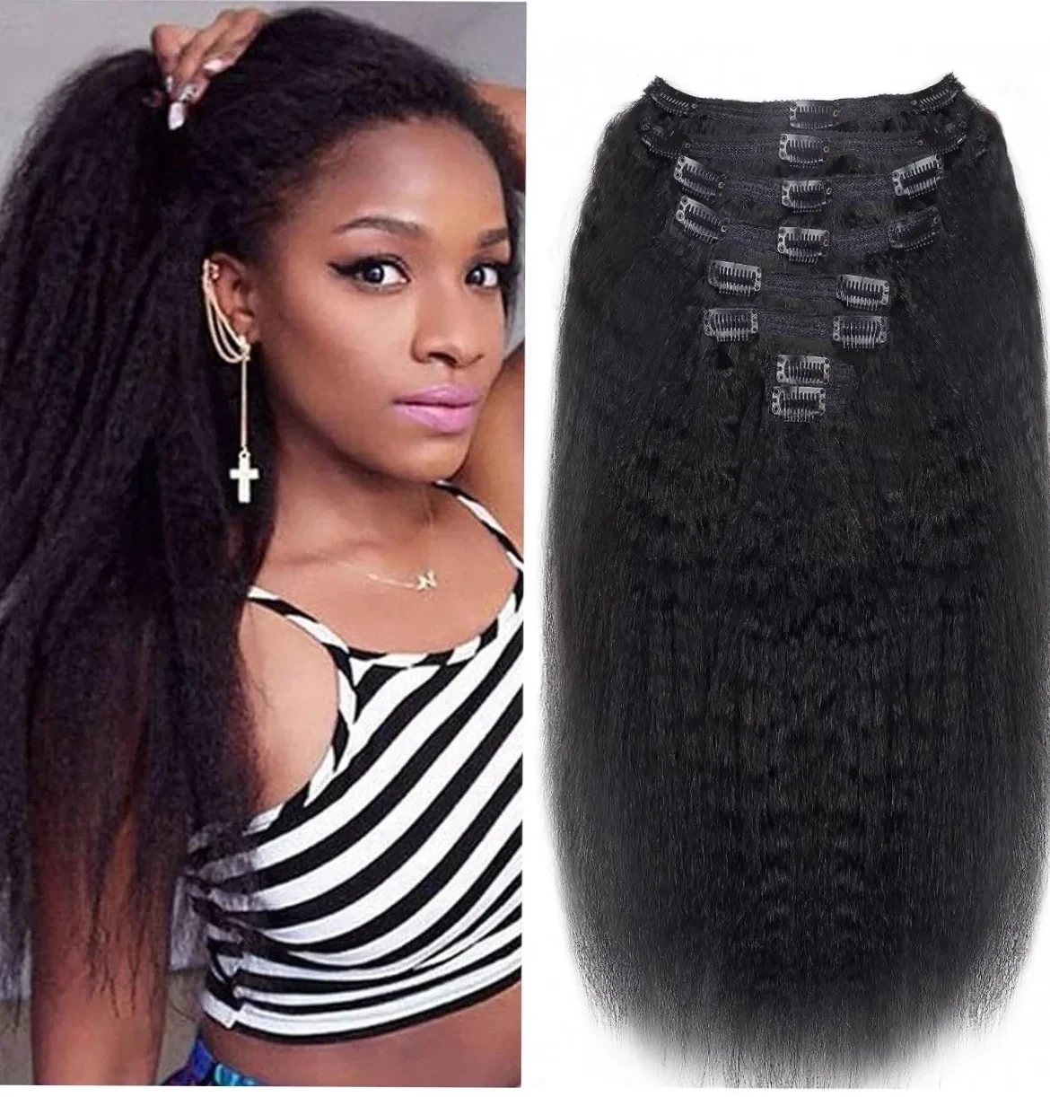 Extensiones cabello yaki 18” de clip 