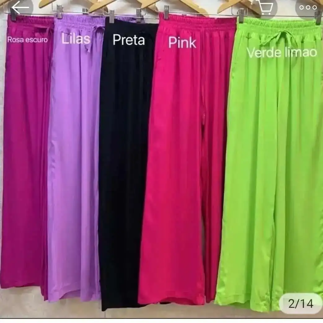 Calça pantalona  larga com bolso