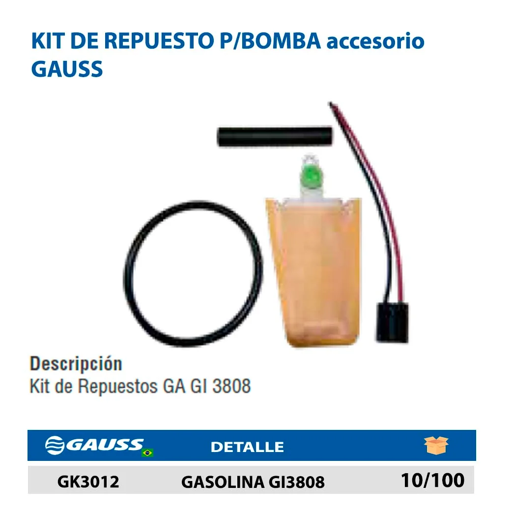 KIT DE REPUESTO P/BOMBA accesorio GAUSS GASOLINA GI3808