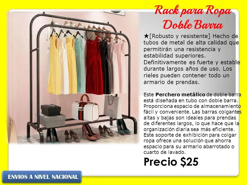 Rack organizador de ropa de dos barras 4