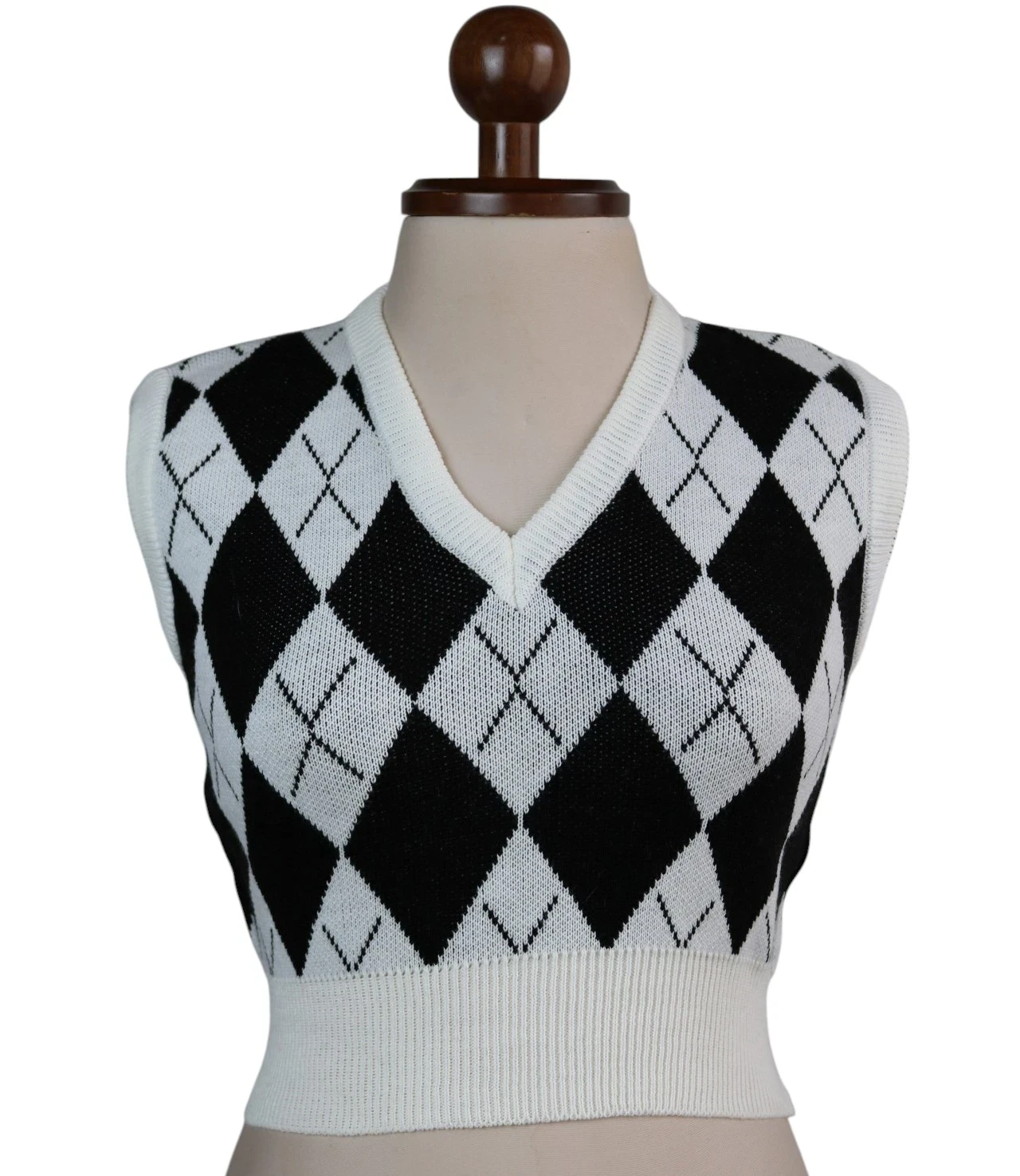 Chaleco rombos blanco con negro 
