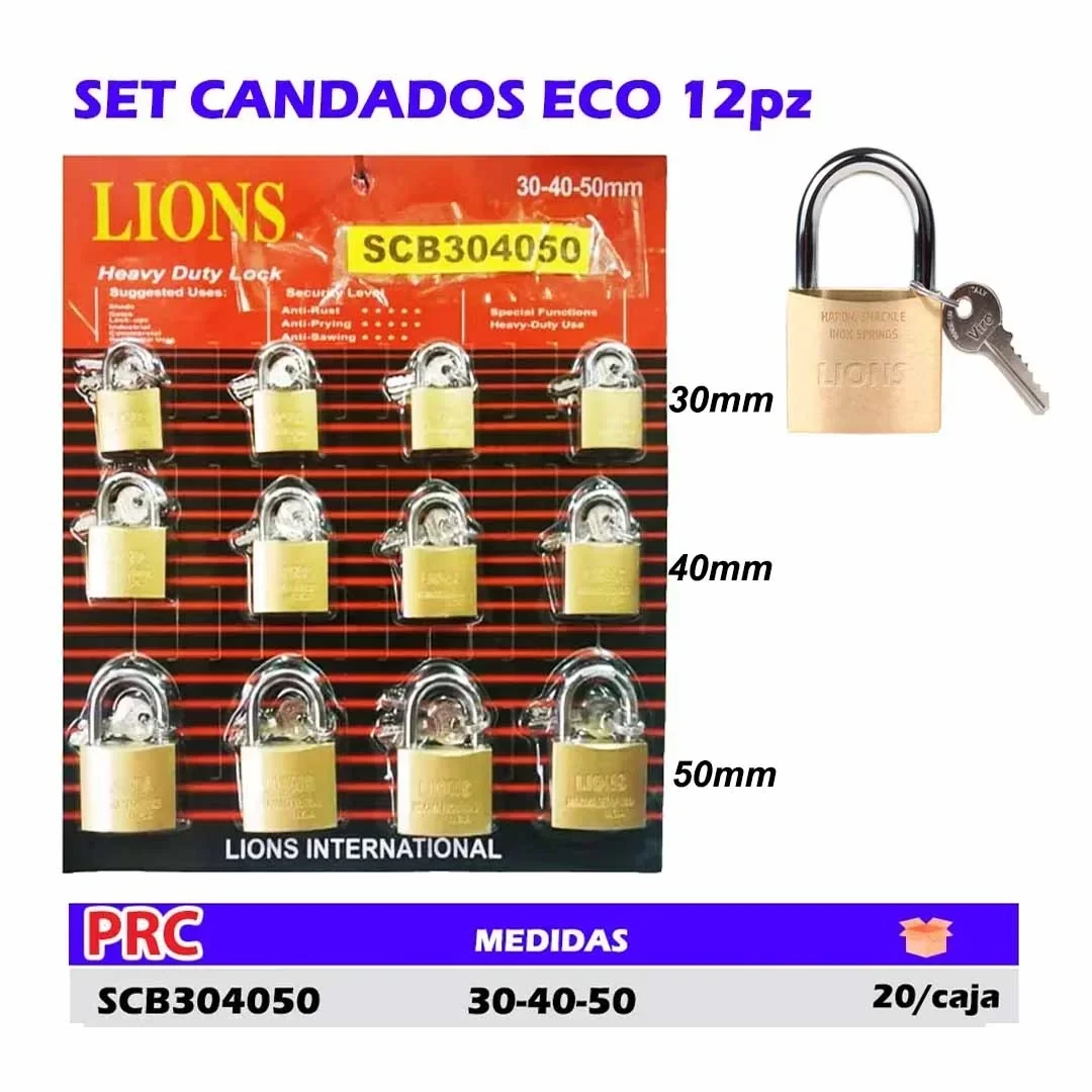 SET CANDADOS ECO 12pz  30-40-50