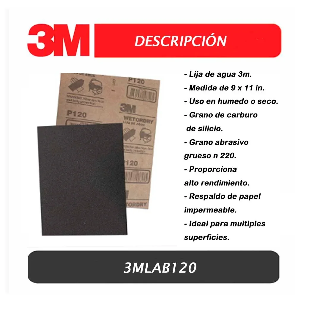 LIJA AGUA 3M-231Q GRANO 120 