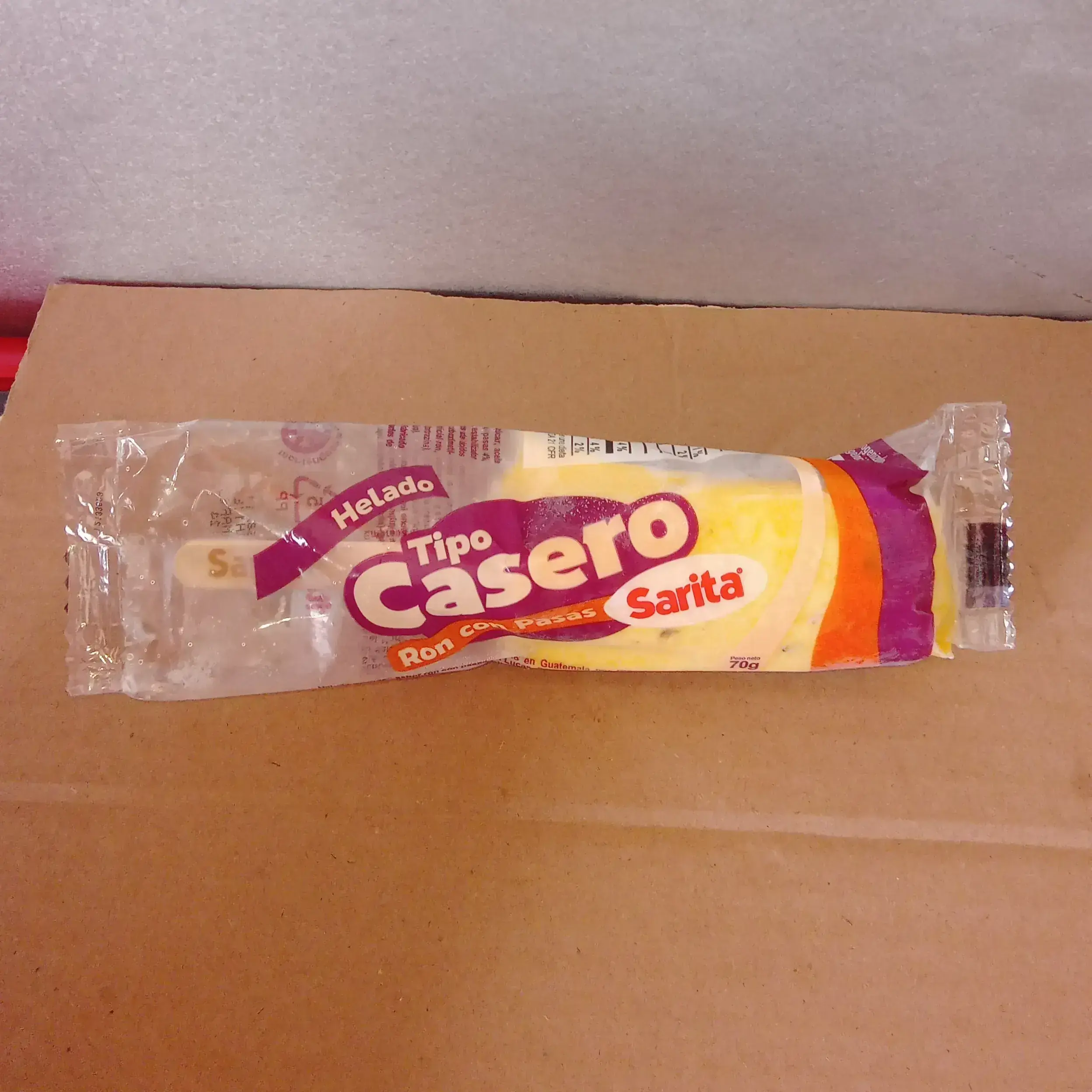 Helado tipo casero ron con pasas 70 g
