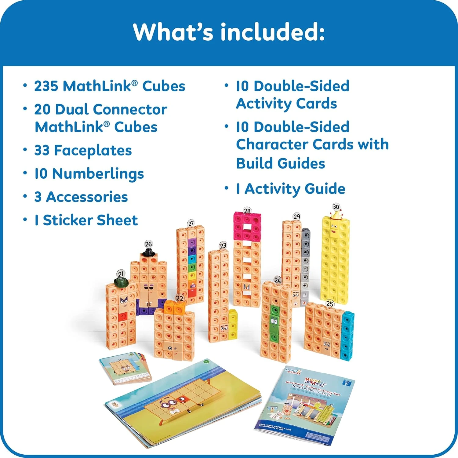hand2mind MathLink - Juego de actividades de bloques de números 21-30 2