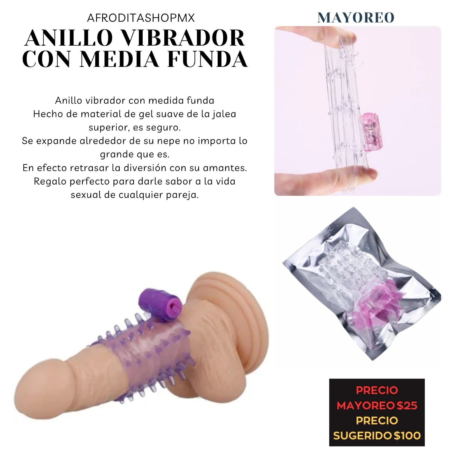 Anillo vibrador con media funda