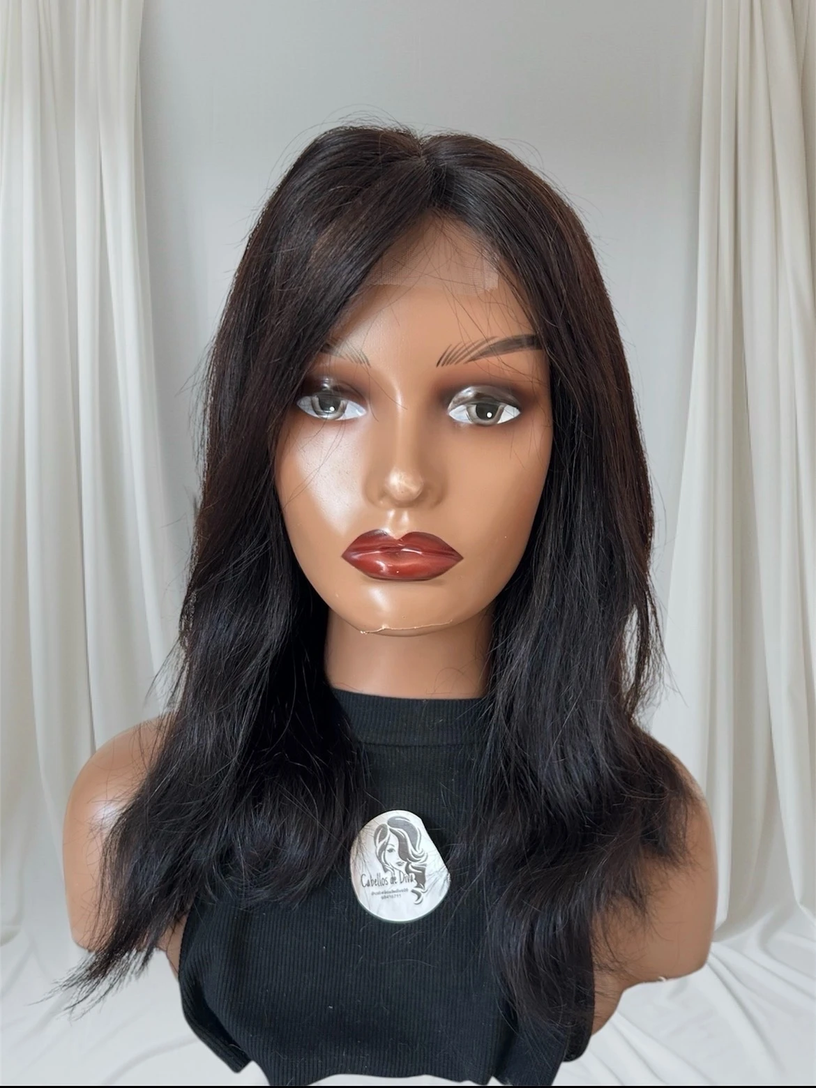 Peluca de cabello humano  16 pulgadas, frontal lace 4x2  2