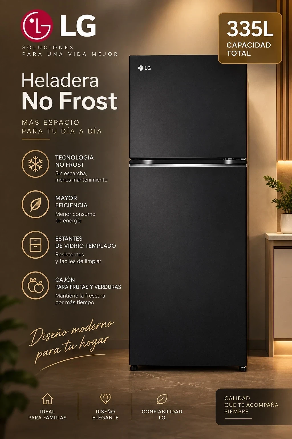 HELADERA LG 335L NO FROST BLACK CONSULTAR DISPONIBILIDAD CON EL VENDEDOR