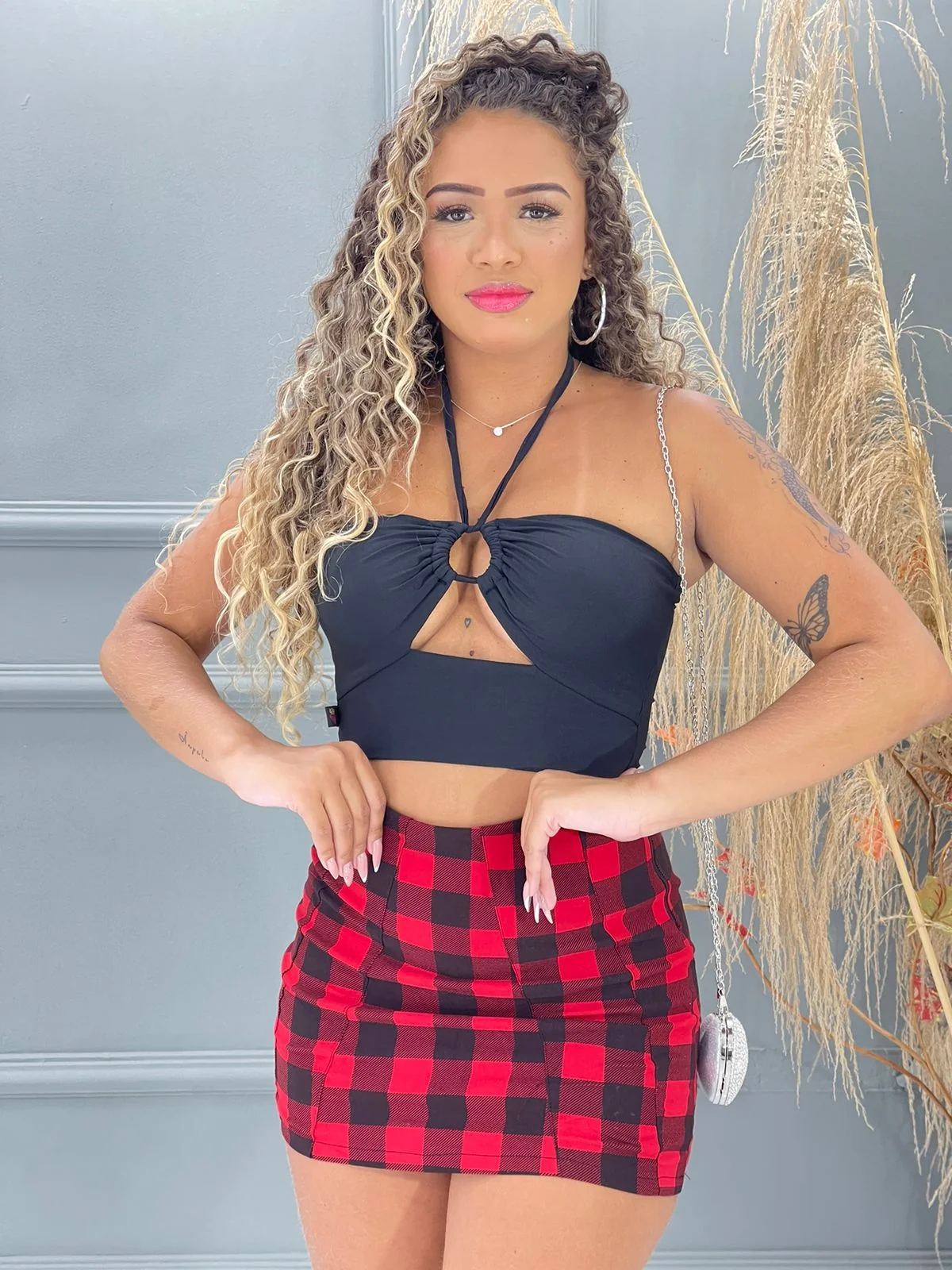 Shorts saia quadriculado 5