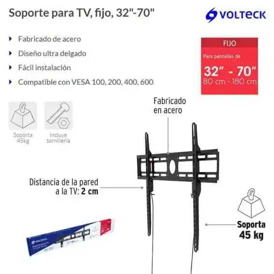 Bracket fijo 32" - 70" Volteck 2
