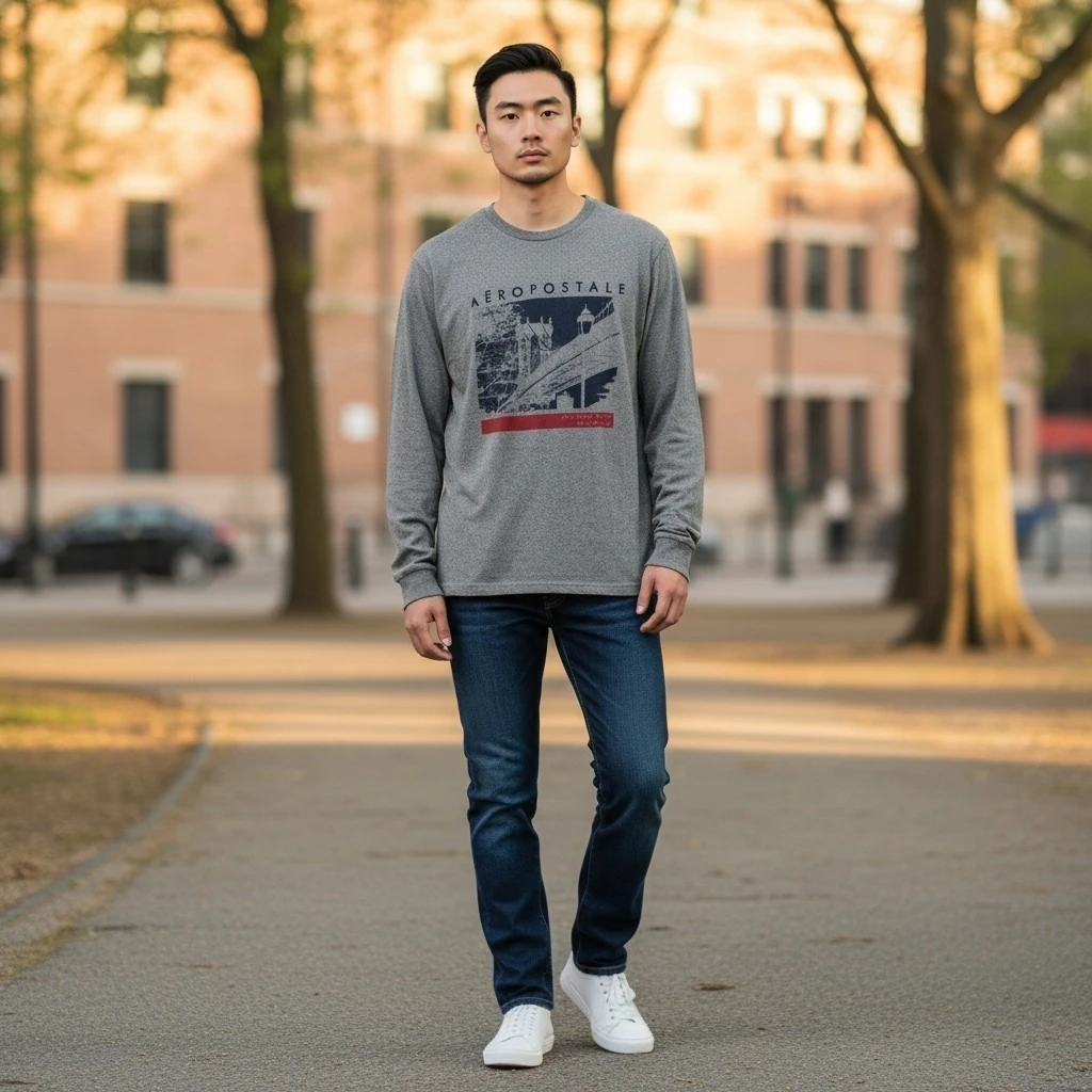 Playera Aeropostale talla M gris