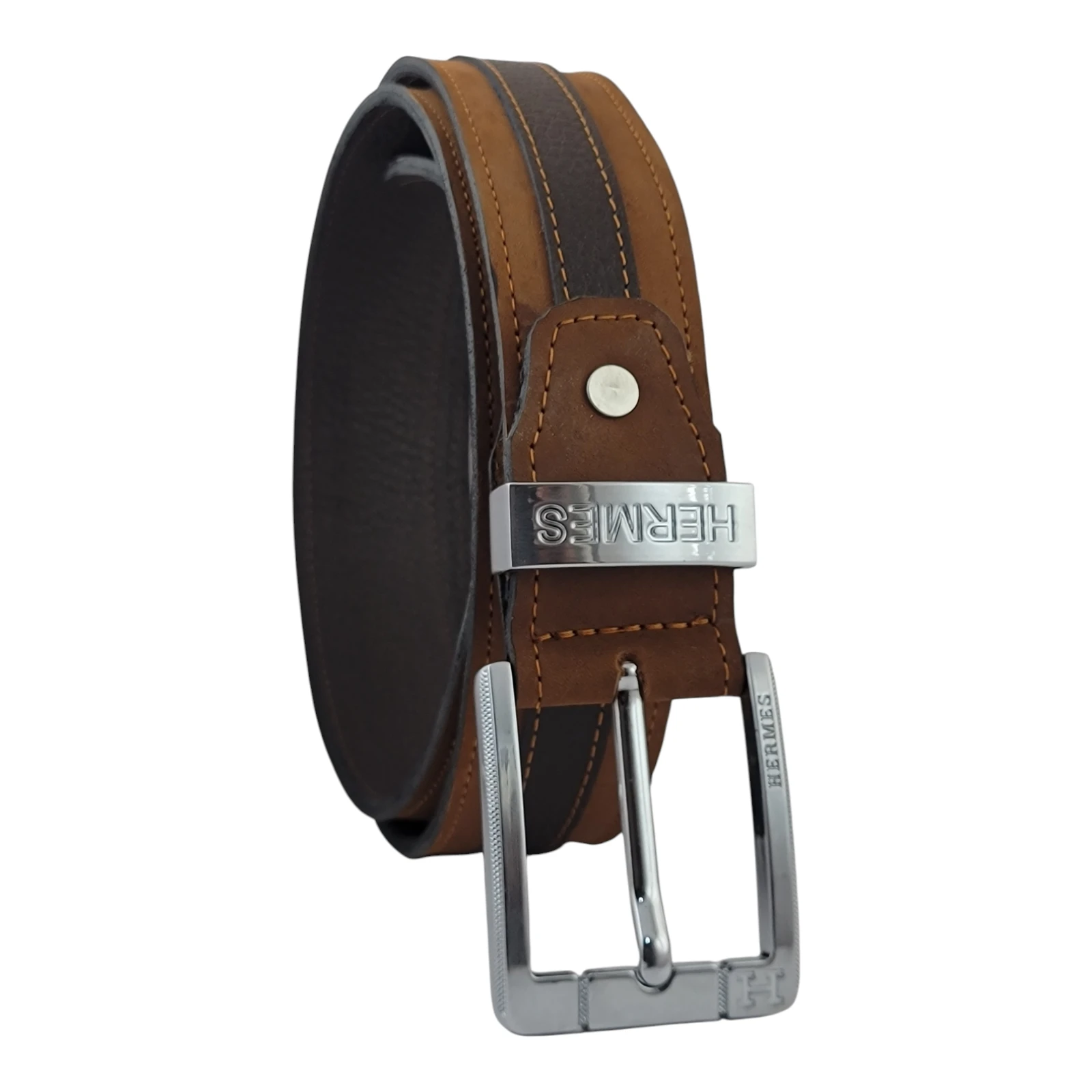 HERMES – Cinturón de Cuero Genuino cafe cracy y cafe croshkid 2