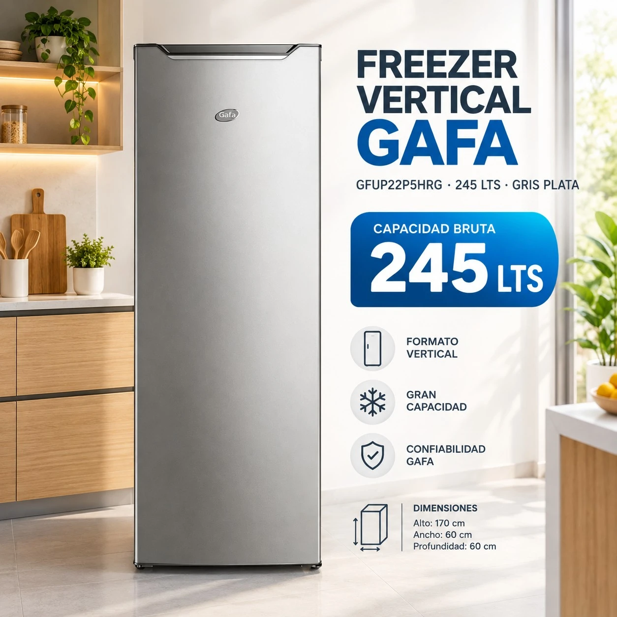 FREEZER VERTICAL GAFA  245LTS GRIS PLATA ‼️SOLO POR PEDIDOS ‼️ 