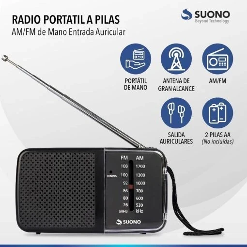 Radio Portatil AM/FM Gris – Suono AYV0021 4
