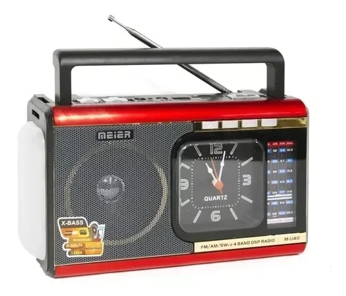 Radio FM/AM/SW BT USB AUX LINTERNA RELOJ