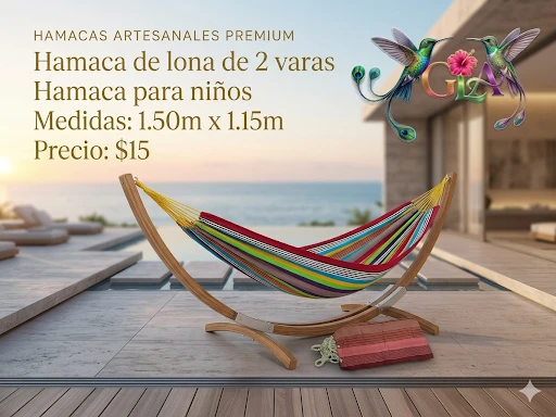 Hamaca de lona, 2 varas