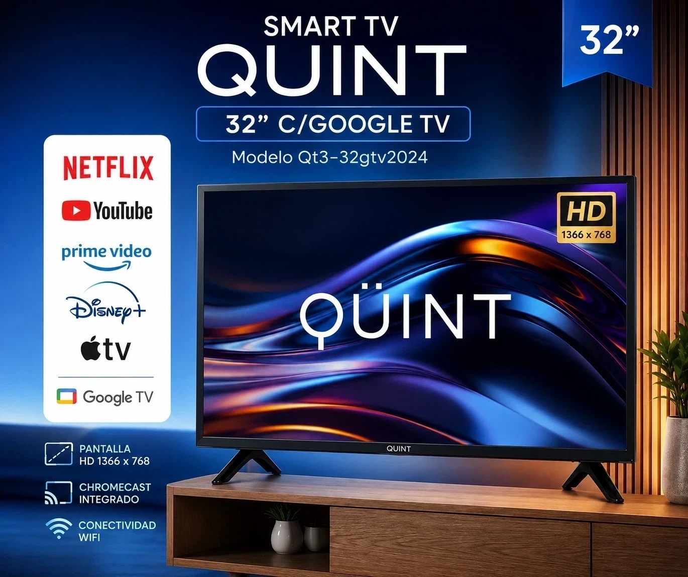 SMART TV QUINT 32" C/GOOGLE TV ‼️SOLO POR PEDIDO‼️