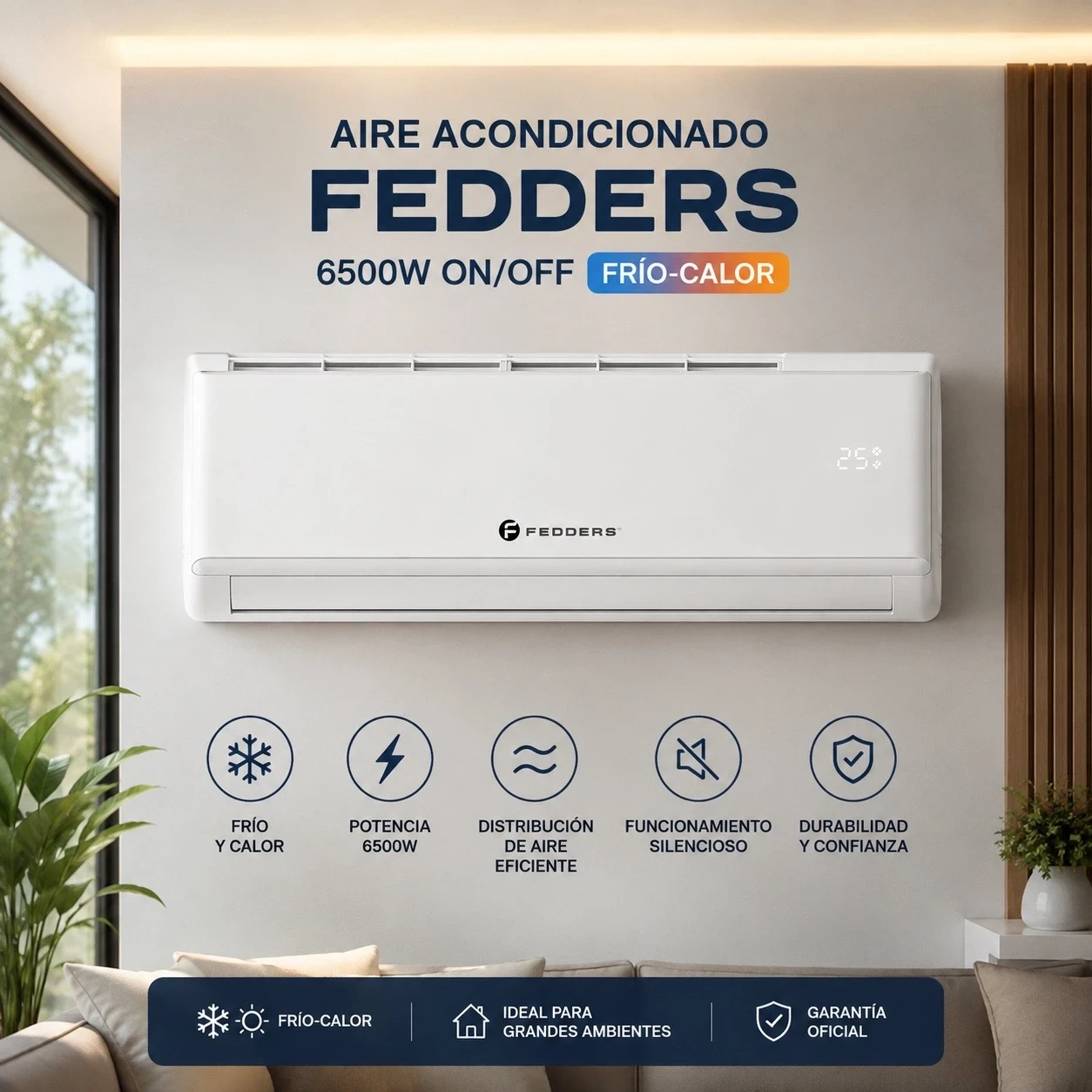 AIRE ACONDICIONADO FEDDERS 6500W ON/OFF FRIO-CALOR ‼️SOLO POR PEDIDO‼️