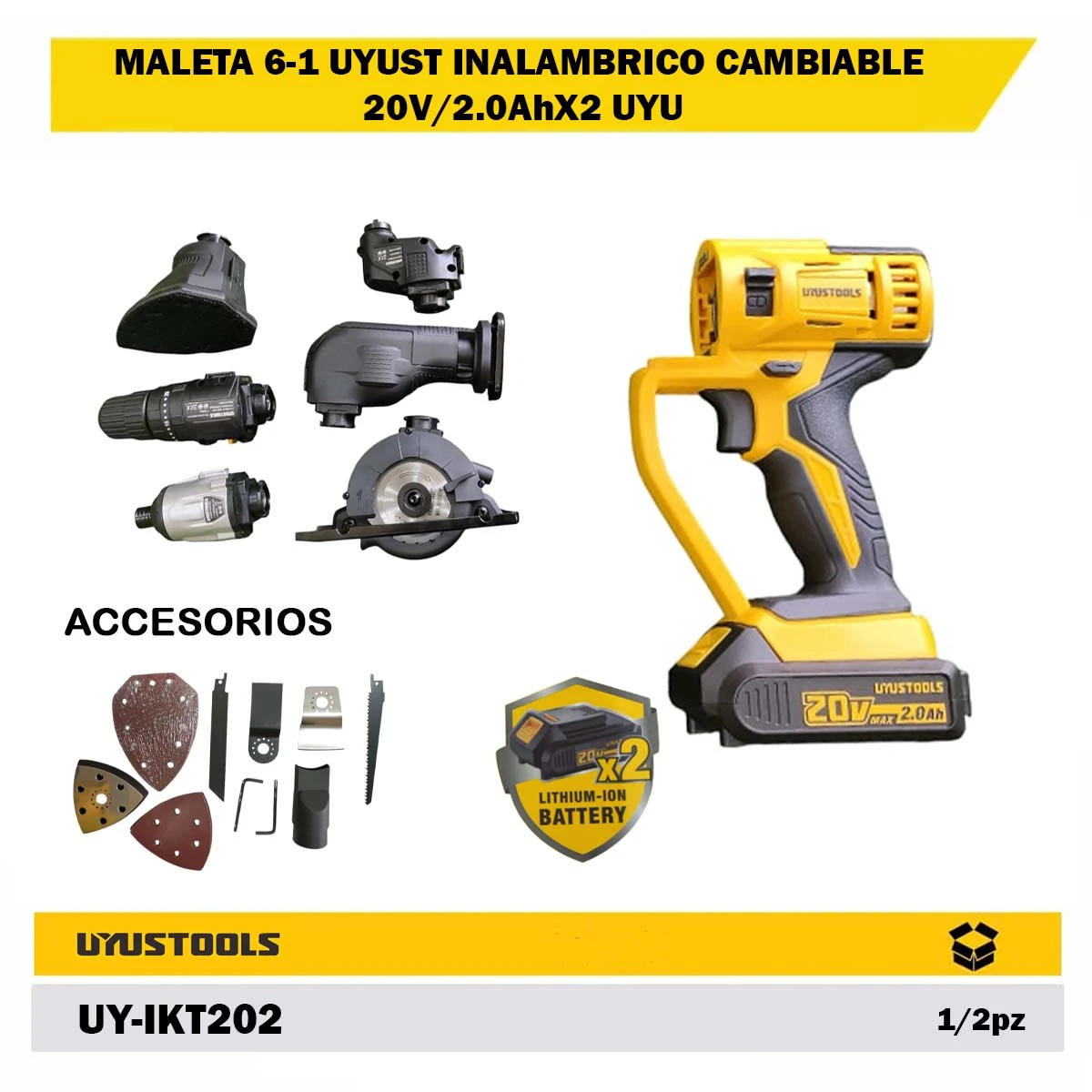 MALETA 6-1 UYUST INALAMB CAMBIABLE 20V/2.0AhX2 UYUS