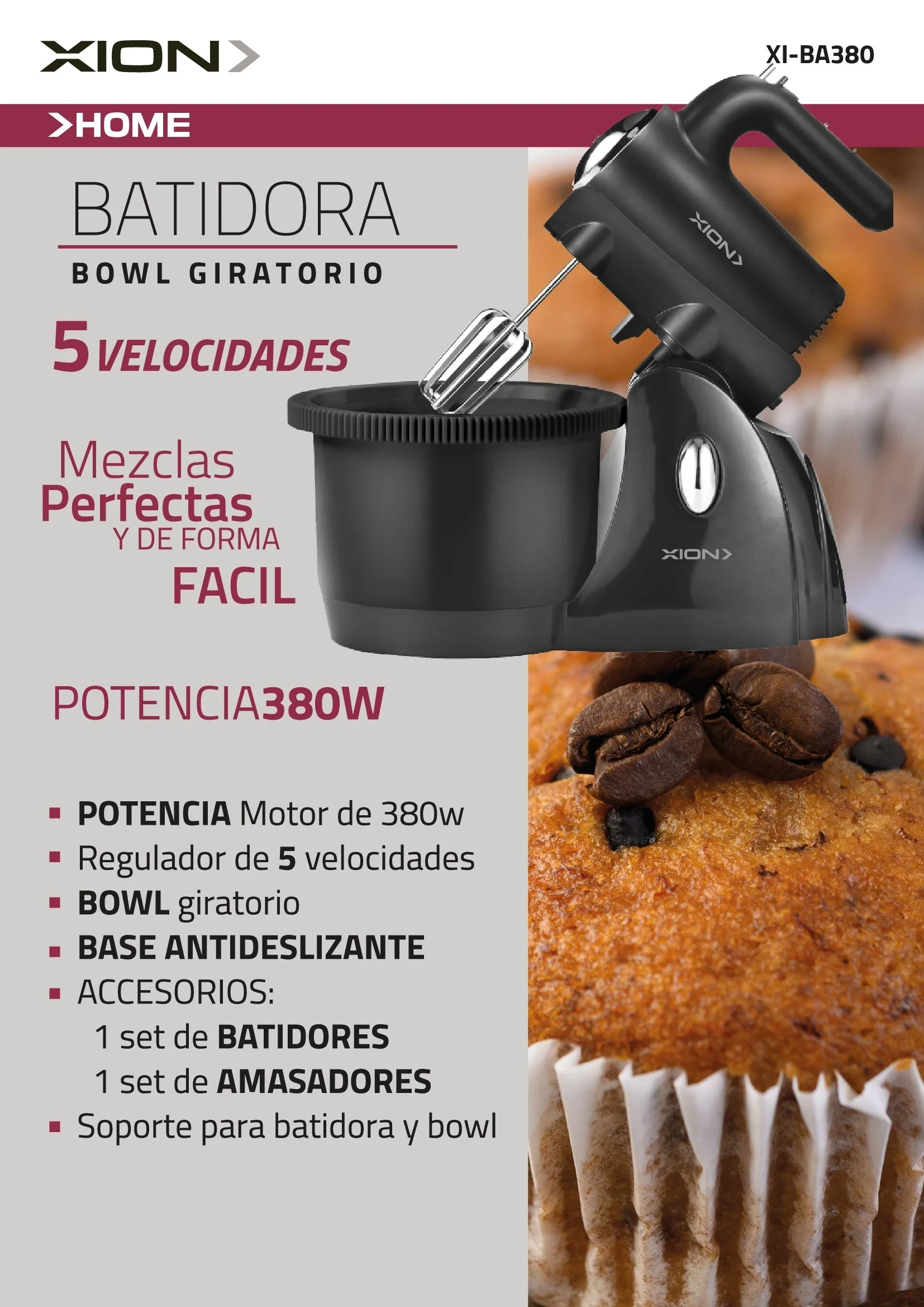 Batidora con Bowl Giratorio 2L XION 2