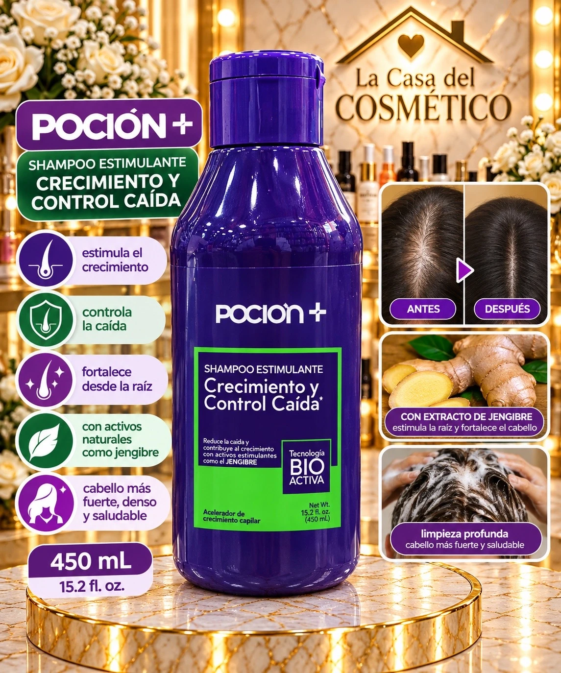 la pocion shampoo crecimiento y caida 450ml