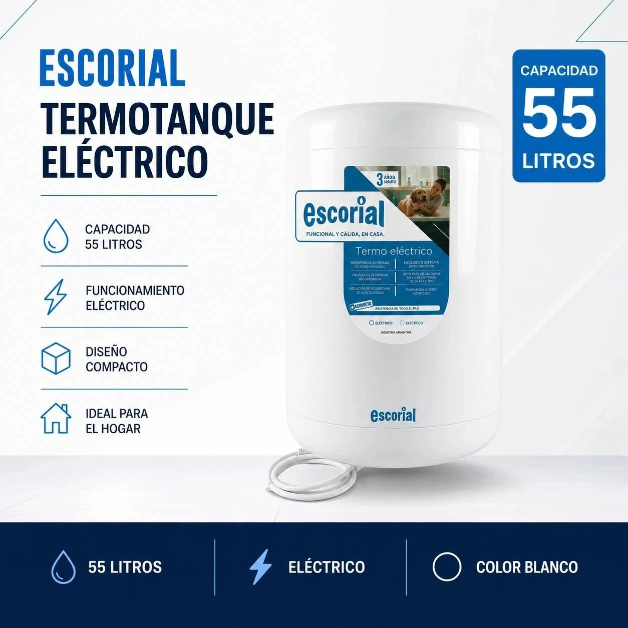  TERMOTANQUE ELÉCTRICO ESCORIAL 55 LTS