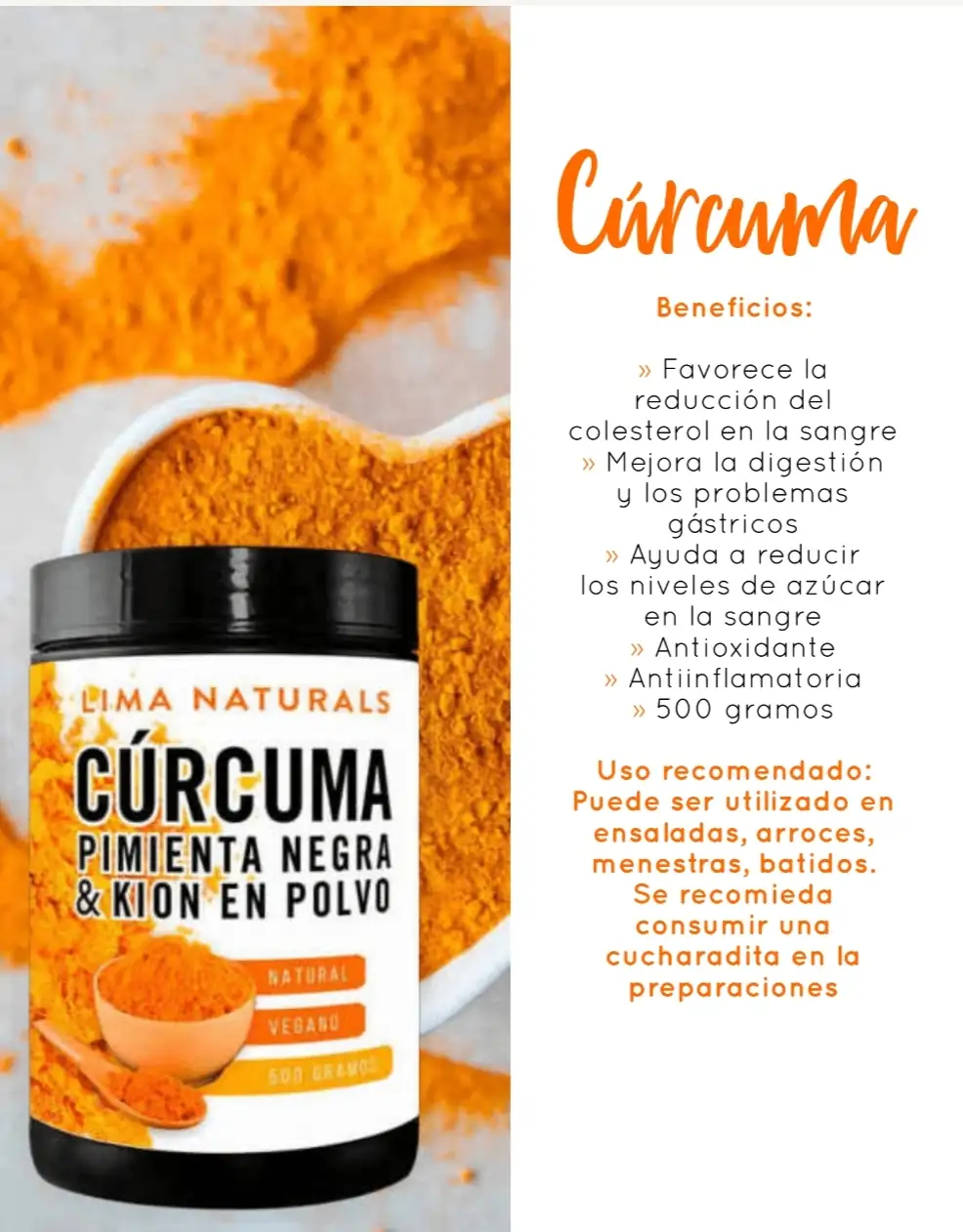 Curcuma en polvo 500 gramos LN